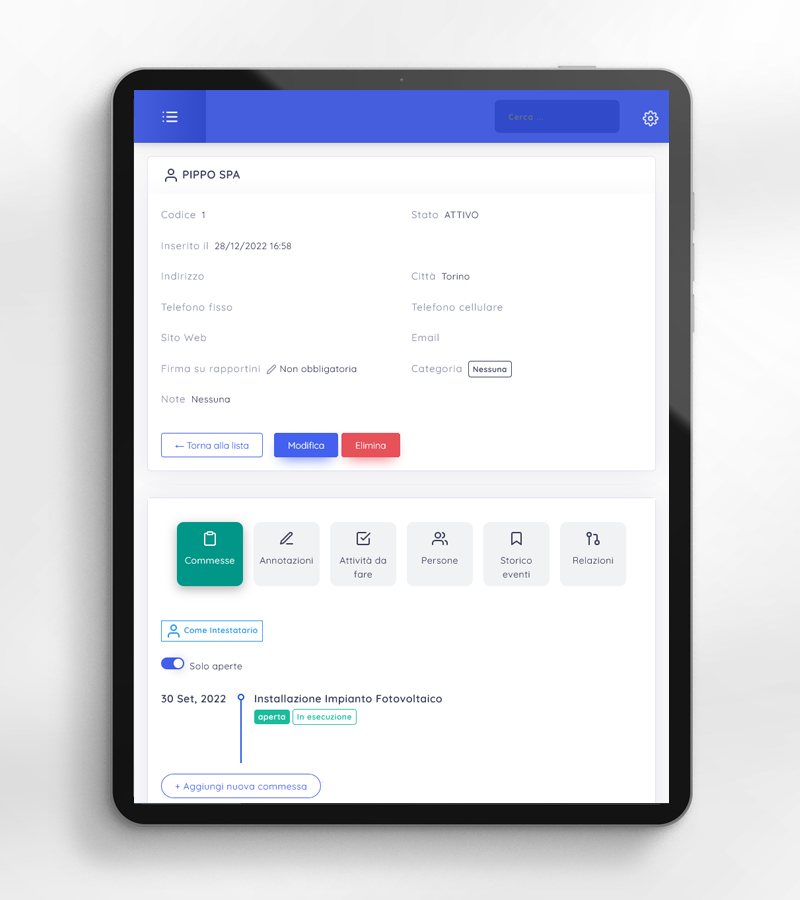 software gestione commessse e gestione rapportini di intervento